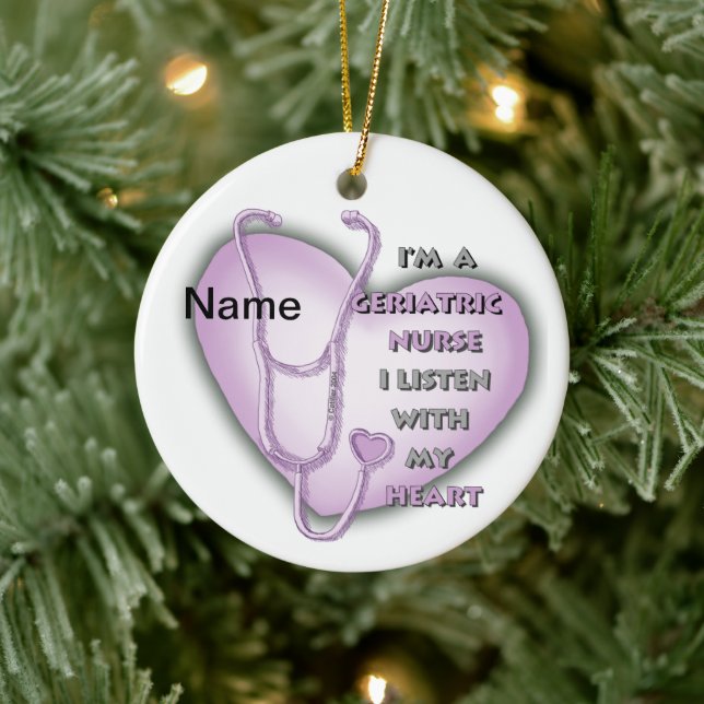 Purple Heart Geriatric Nurse Ceramic Tree Decoration (Tree)