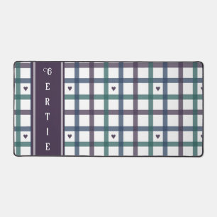 Purple Heart Gingham Desk Mat