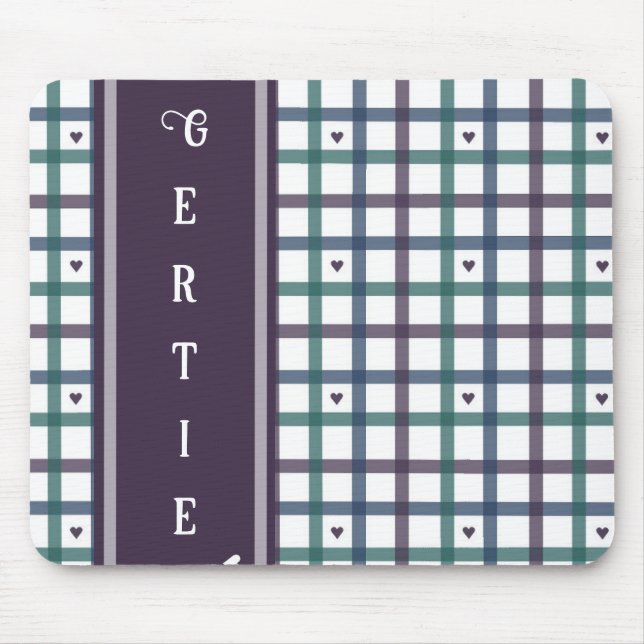 Purple Heart Gingham Mouse Pad (Front)