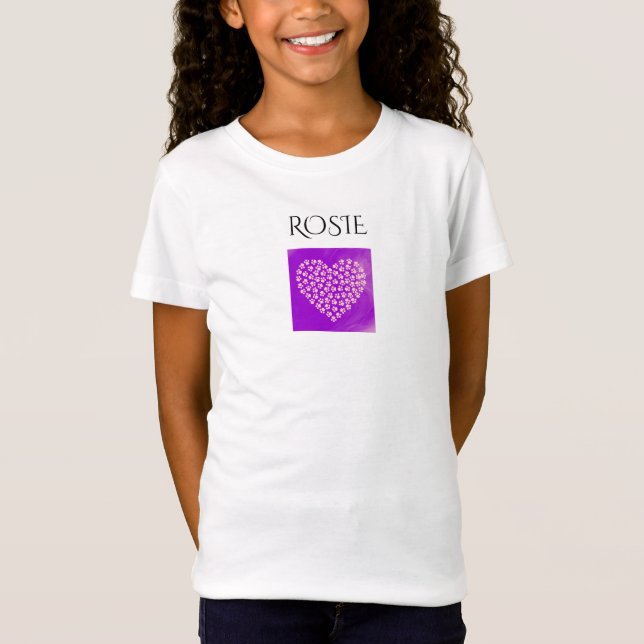Purple heart girl's jersey t-shirt, custom name T-Shirt (Front)