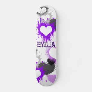 purple heart graffiti grunge custom name girl skateboard