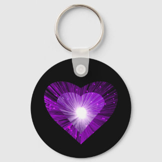 Purple Heart 'heart' keychain black round