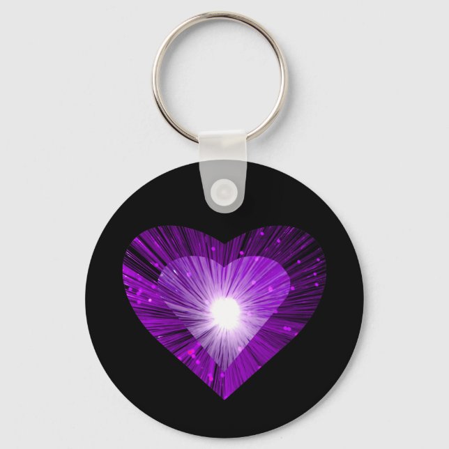 Purple Heart 'heart' keychain black round (Front)