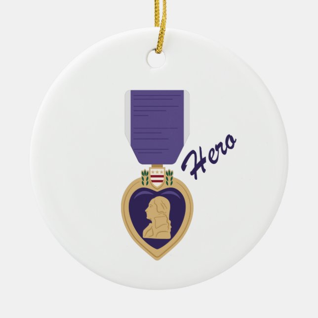 Purple Heart Hero Ceramic Tree Decoration (Front)
