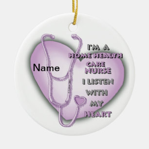 Purple Heart Home Health Care Nurse Ceramic Tree Decoration