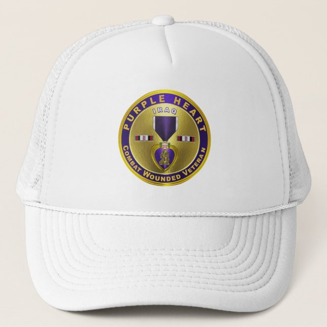Purple Heart IRAQ Trucker Hat (Front)