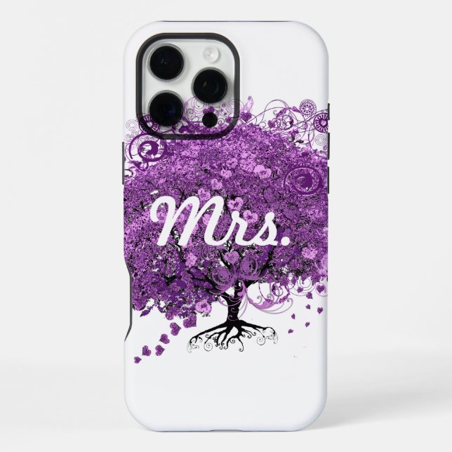 Purple Heart Leaf Tree Mrs Bride iPhone Case (Back)