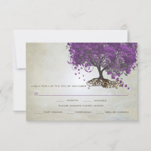 Purple Heart Leaf Tree Wedding Invites