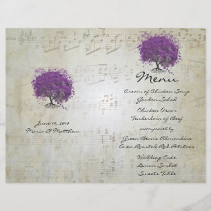Purple Heart Leaf Tree Wedding Menu