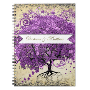 Purple Heart Leaf Tree Wedding Planner Spiral Notebook