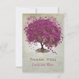 Purple Heart Leaf Tree Wedding Thank You