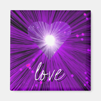 Purple Heart 'love' square fridge magnet