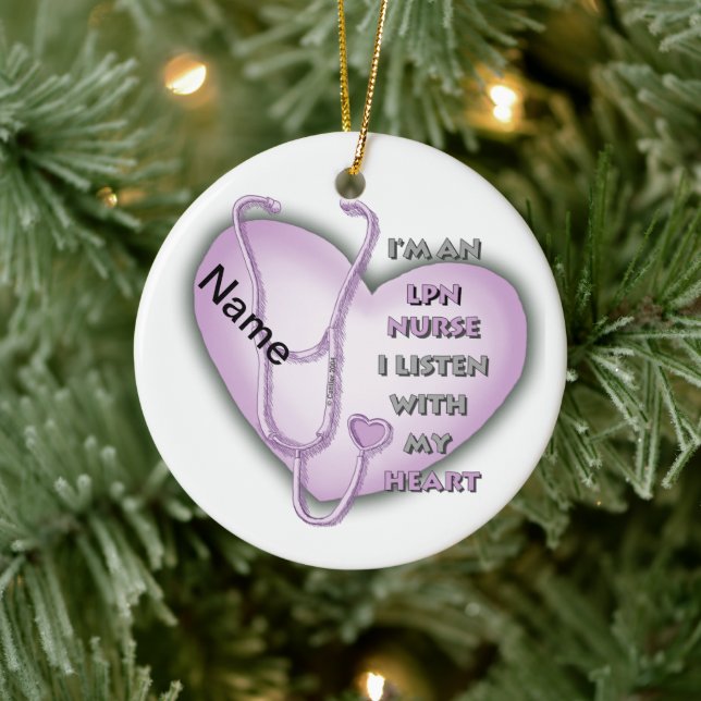 Purple Heart LPN Nurse Ceramic Tree Decoration (Tree)