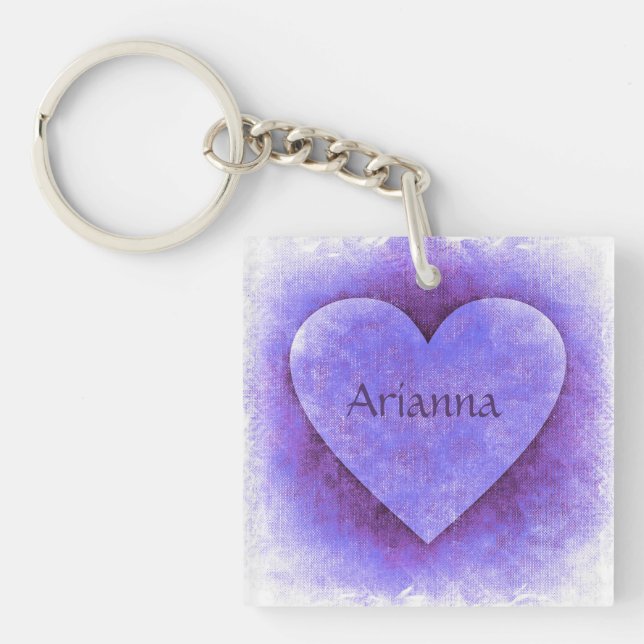Purple Heart Name Keychain - Acrylic - HAMbWG (Front)