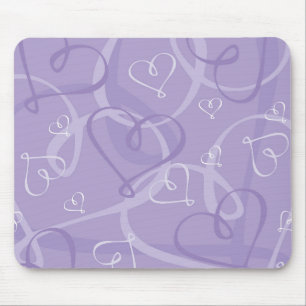 Purple heart pattern mouse pad