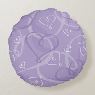 Purple heart pattern round cushion