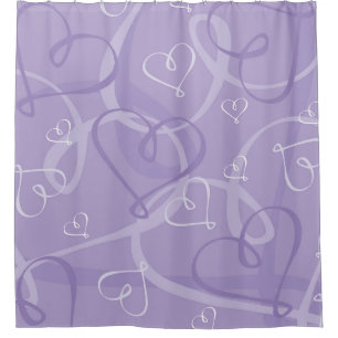 Purple heart pattern shower curtain