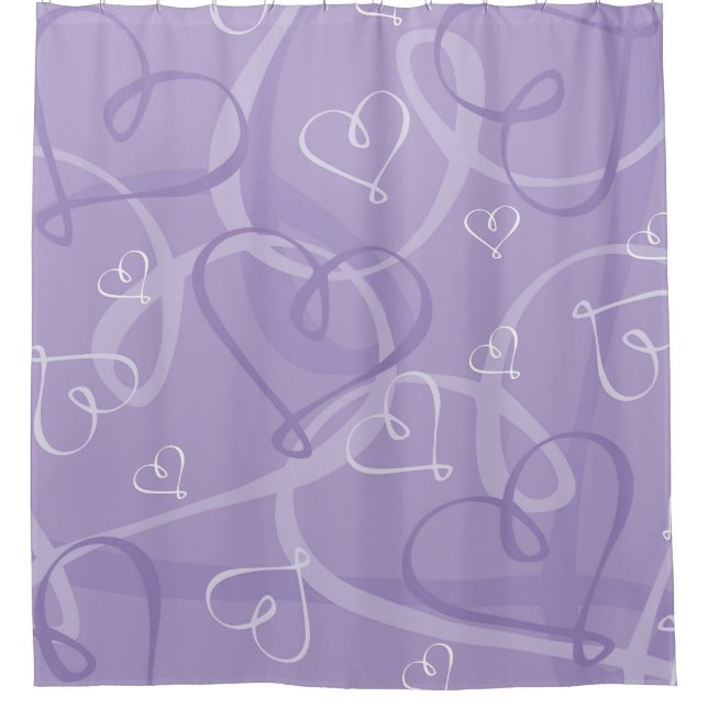 Purple heart pattern shower curtain (Front)
