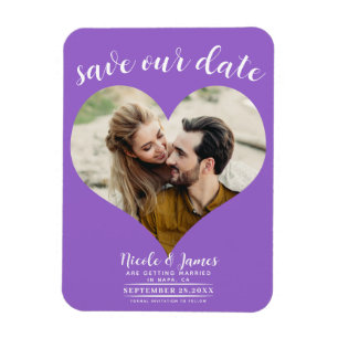 Purple Heart Photo Wedding Save the Date Magnet