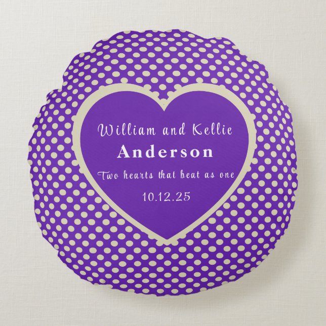 Purple Heart, Polka-Dot Accent Pillow (Front)