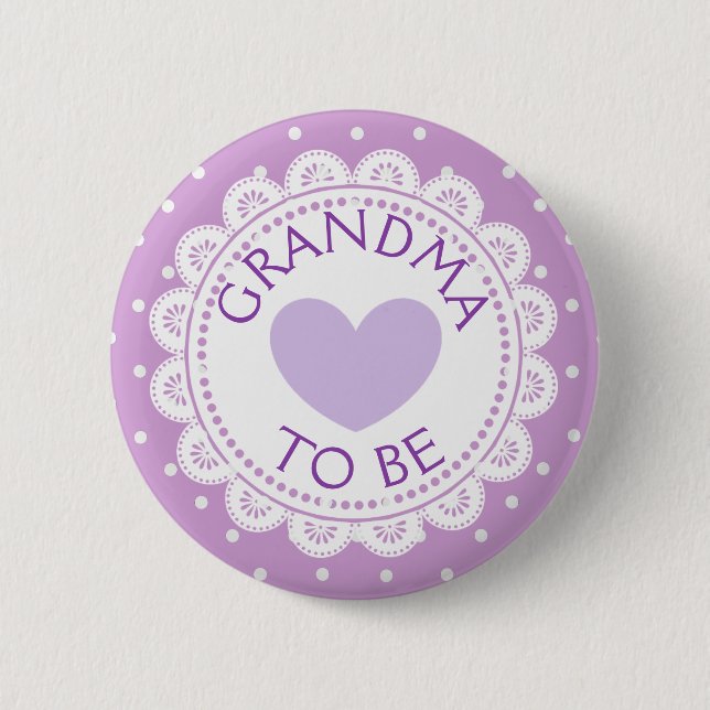 Purple  Heart  Polka Dot Grandma to Be Button (Front)