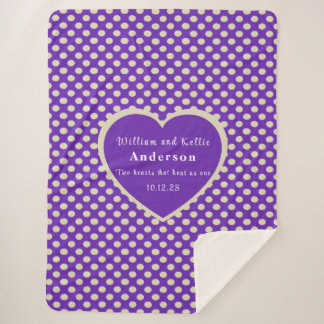 Purple Heart, Polka-Dot Sherpa Blanket, Large Blanket