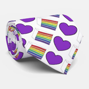 Purple Heart Rainbow Layer Cake Gay Pride Love Tie
