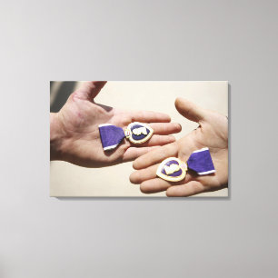 Purple Heart recipients display their medals Canvas Print