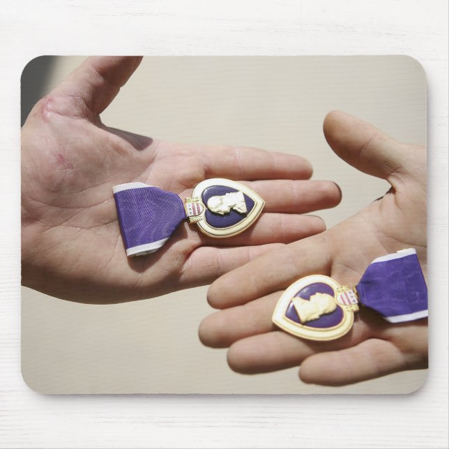 Purple Heart recipients display their medals Mouse Pad (Front)