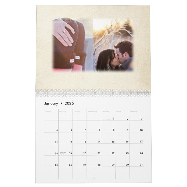 Purple Heart Roses Wedding Guest Sign Book Calendar (Jan 2026)
