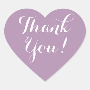 Purple heart shape wedding favour thank you sticke sticker