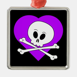 Purple Heart Skull Metal Tree Decoration