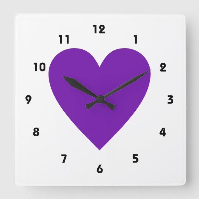 Purple Heart Square Wall Clock (Front)