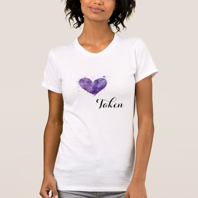 *~* Purple Heart TAKEN Splatter Watercolor White T-Shirt (Front)