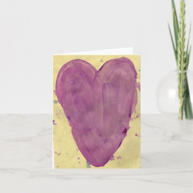 Purple Heart Watercolor Note Card (Front)