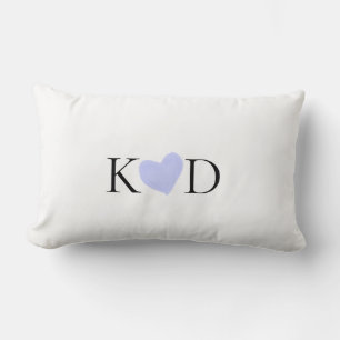 Purple heart watercolor pastel couple name letter  lumbar cushion