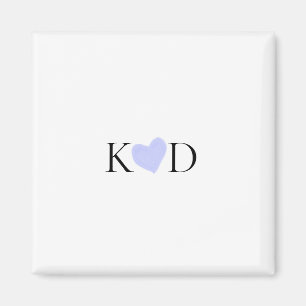 Purple heart watercolor pastel couple name letter  magnet