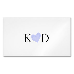 Purple heart watercolor pastel couple name letter magnetic business card