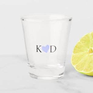 Purple heart watercolor pastel couple name letter shot glass