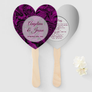 Purple Heart Wedding Program Hand Fan