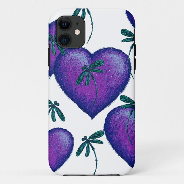 Purple Hearts and Dragonflies Case-Mate iPhone Case (Back)