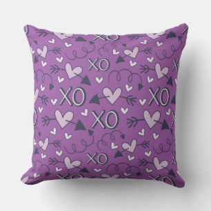 PURPLE HEARTS ARROWS HUGS KISSES CUSHION