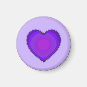 Purple hearts beating neon button magnet