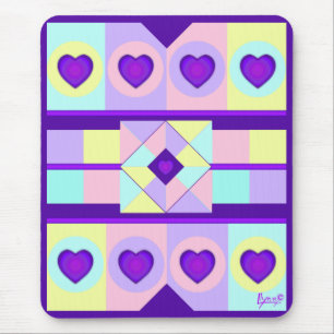 Purple hearts beating neon mouse pad