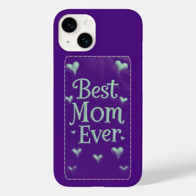 Purple Hearts Best Mum Ever iPhone Case (Back)