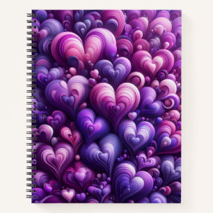 Purple Hearts Deluxe Notebook