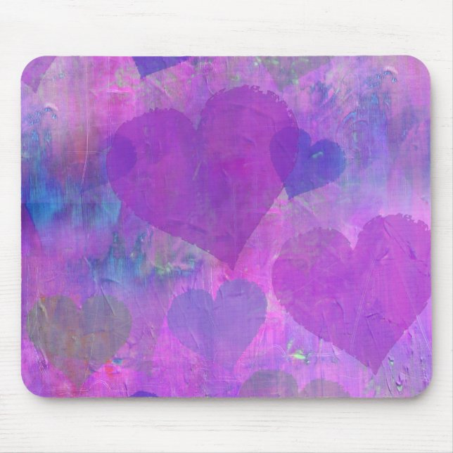 PURPLE HEARTS DESIGN MOUSE PAD cute abstract (Front)