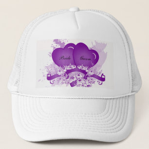 Purple Hearts & Flowers Personalised Bride's Hat