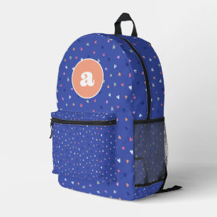 Purple Hearts Girl Monogram Print Cut Sew Bag