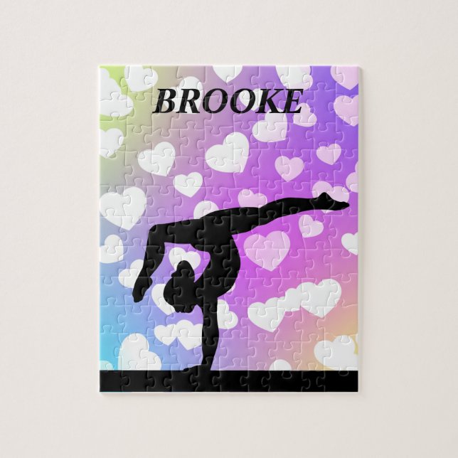 Purple Hearts GYMNASTICS PUZZLE Personalised (Vertical)
